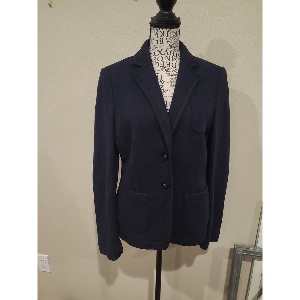 Banana Republic Italian Fabric Wool blend Navy Blazer Women SZ 8 equestrine